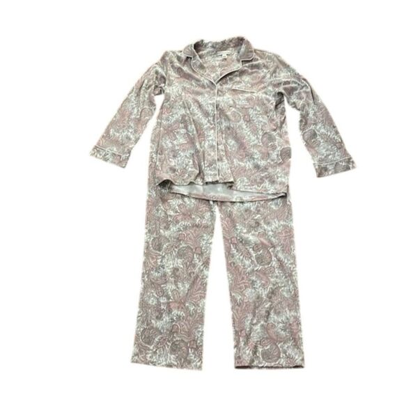 Miss Elaine Other - Miss Elaine Pink & Gray Paisley Knit Pajama Set Womens Size Medium